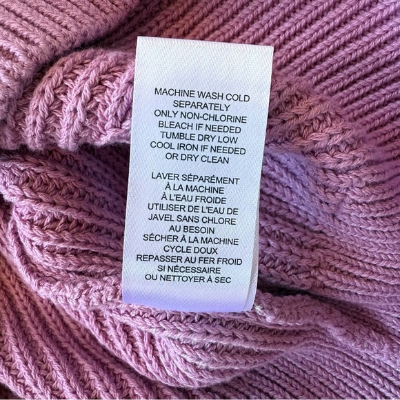 INDUSTRY Lilac Pink Cotton Knit Sweater Top w Sheer Floral Applique Sleeve S - Picture 10 of 12
